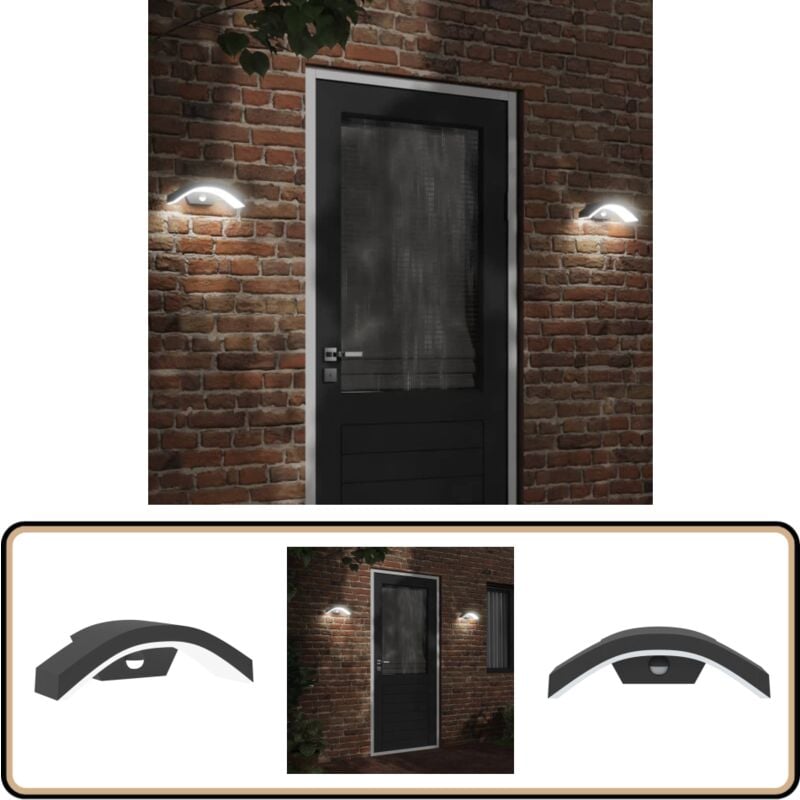 LED-Außenwandleuchte mit Sensor Schwarz Aludruckguss - LED-Lampe - Außenleuchte - Wandleuchte - Bewegungsmelder - PIR-Sensor