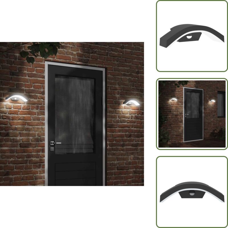 LED-Außenwandleuchte mit Sensor Schwarz Aludruckguss - LED-Lampe - Außenleuchte - Wandleuchte - Bewegungsmelder - PIR-Sensor