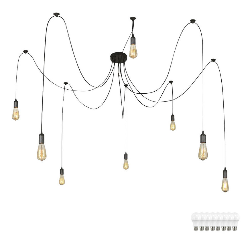 Etc-shop - Decken Hänge Leuchte Kabel 1,5 - 3,5m Schwarz Strahler Pendel Lampe im Set inkl. led Leuchtmittel