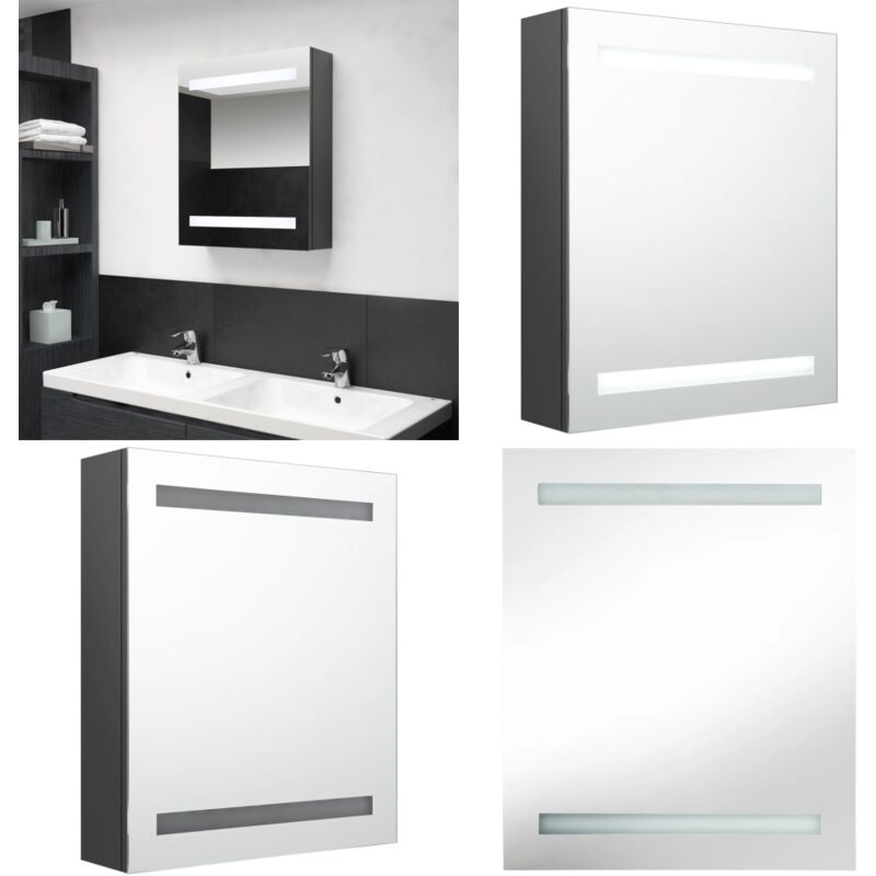 LED-Bad-Spiegelschrank Grau 50x14x60 cm - LED-Spiegelschrank - Badezimmermöbel - Kosmetikspiegel - Wandregal - Aufbewahrungsschrank - Home & Living