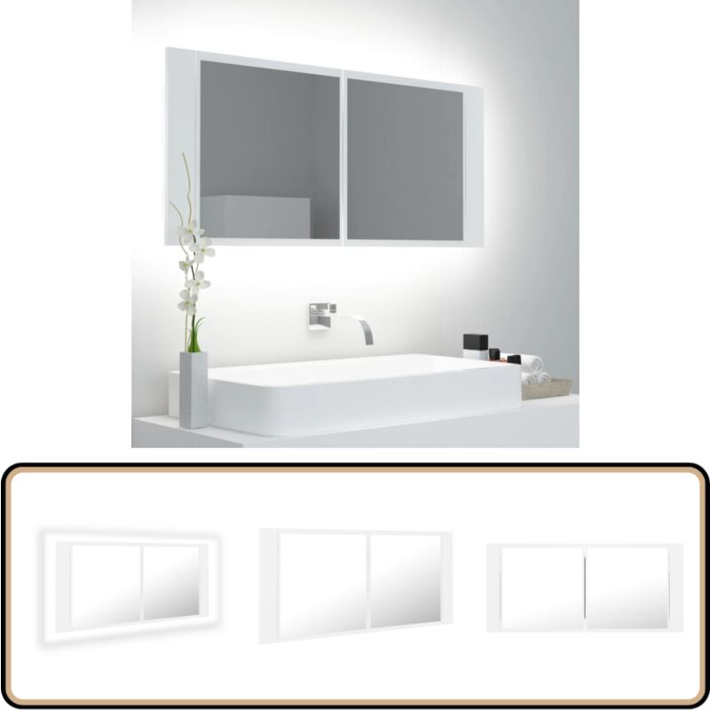 Vidaxl - LED-Bad-Spiegelschrank Weiß 100x12x45 cm Acryl - LED-Spiegelschrank - Badezimmerspiegel - rgb Beleuchtung - Armaturerschrank