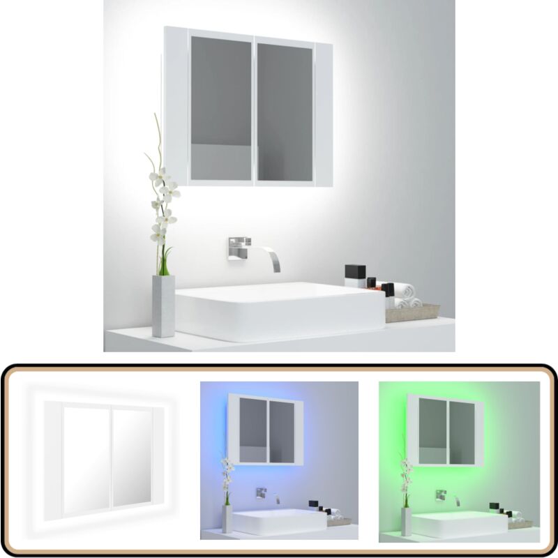 Vidaxl - LED-Bad-Spiegelschrank Weiß 60x12x45 cm Acryl - LED-Spiegelschrank - Badezimmerspiegel - rgb Beleuchtung - Aufbewahrungsschrank - Badespiegel