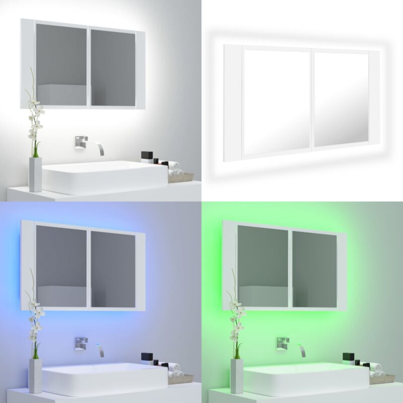 Vidaxl - LED-Bad-Spiegelschrank Weiß 80x12x45 cm Acryl - LED-Spiegelschrank - Badezimmerspiegel - Acrylspiegel - Weißes Möbelstück