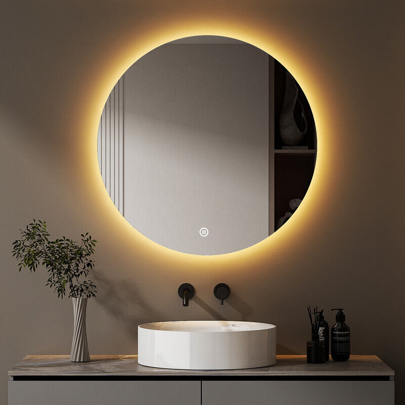 Boromal - led Badspiegel Rund mit Beleuchtung 60x60cm led Spiegel Rund led Spiegel Bad Runder Badezimmerspiegel mit Beleuchtung Wandspiegel Rund mit