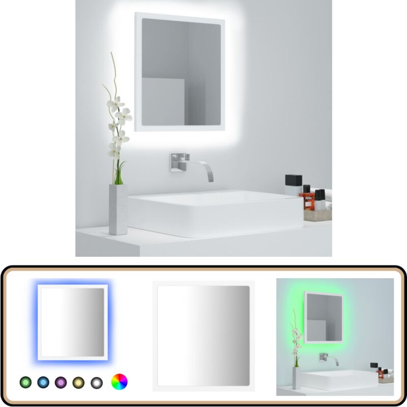 Vidaxl - LED-Badspiegel Weiß 40x8,5x37 cm Acryl - LED-Spiegel - Badezimmerspiegel - Acrylspiegel - Weißes Möbelstück - Handtuchhalter