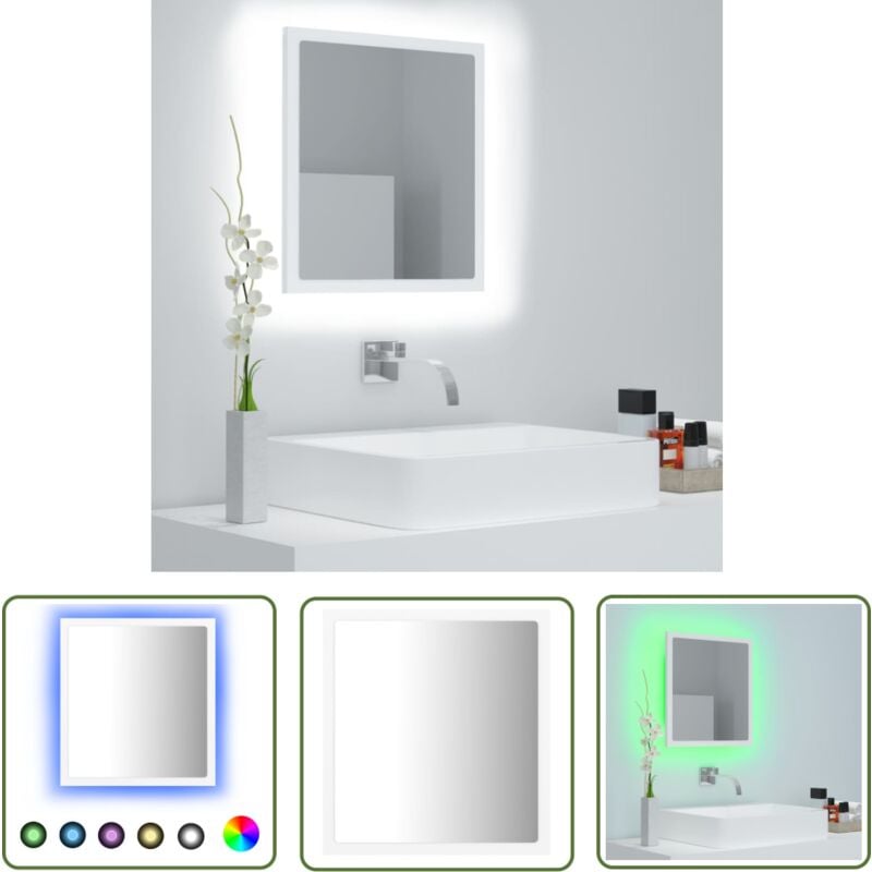 Devenirriche - The Living Store LED-Badspiegel Weiß 40x8,5x37 cm Acryl - LED-Spiegel - Badezimmerspiegel - Acrylspiegel - Weißes Möbelstück