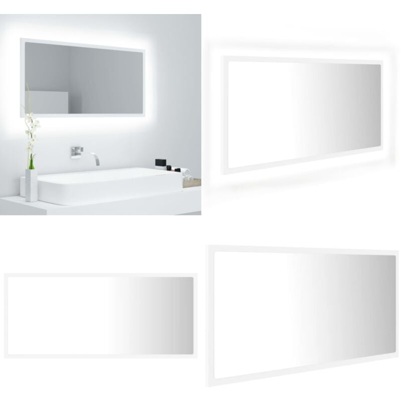 Vidaxl - LED-Badspiegel Weiß 90x8,5x37 cm Acryl - LED-Spiegel - Badezimmerspiegel - Acrylspiegel - Weißes Möbelstück - Wandspiegel - Home & Living
