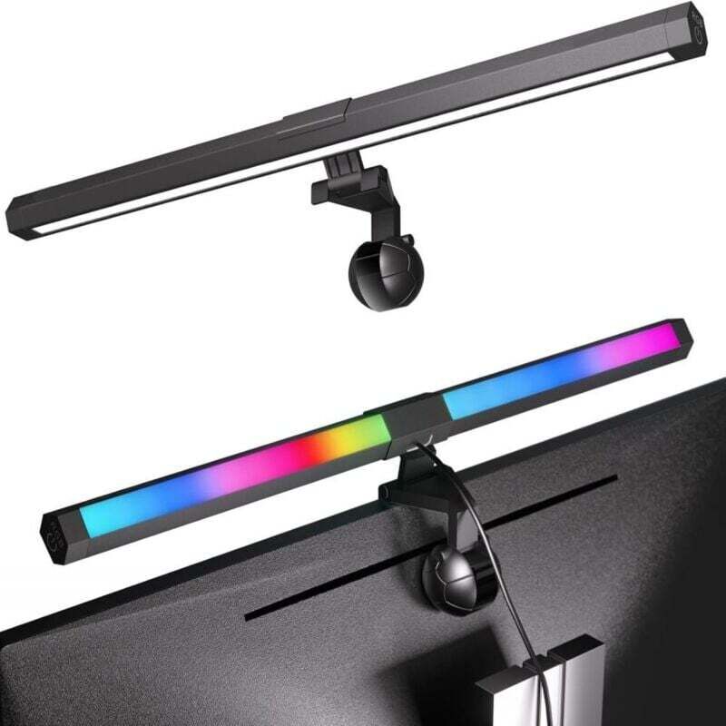 LED-Bildschirmlampe, PC-Schreibtischlampe, USB-Computer, 40 cm, RGB-Lichtleiste, Monitor, Computer, einstellbares Umgebungslicht, 15 Lichtfarben,