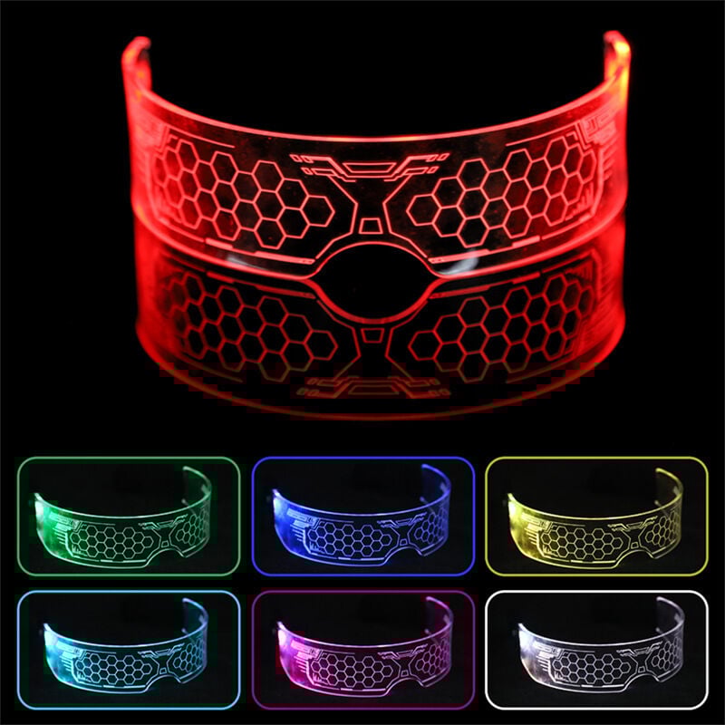 LED-Brille, Party-Leuchtbrille, Cyberpunk-LED-Brille, Multieffekte wie buntes Dauerlicht, Farbwechsel-Blinken, Burst-Blinken