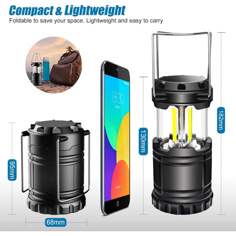Aougo - LED-Campinglaterne, 350 lm, tragbare Campinglampe mit Metallgriffen, für Zelt, Camping, Wandern, Angeln, Höhle usw., 2 Stück [Energieklasse