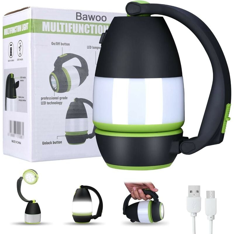 LED-Campinglaterne, multifunktionale Campinglampe, 2000 mAh, für Zelte, Angeln, Wandernotfall