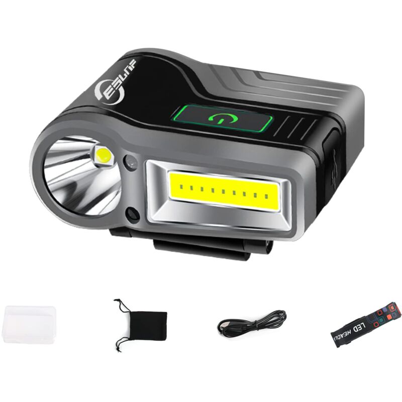 Memkey - LED-Clip-Stirnlampe, wasserdicht, wiederaufladbar, leistungsstarke Stirnlampe mit Sensorsteuerung zum Angeln, Laufen, Camping, Lesen, Hund,