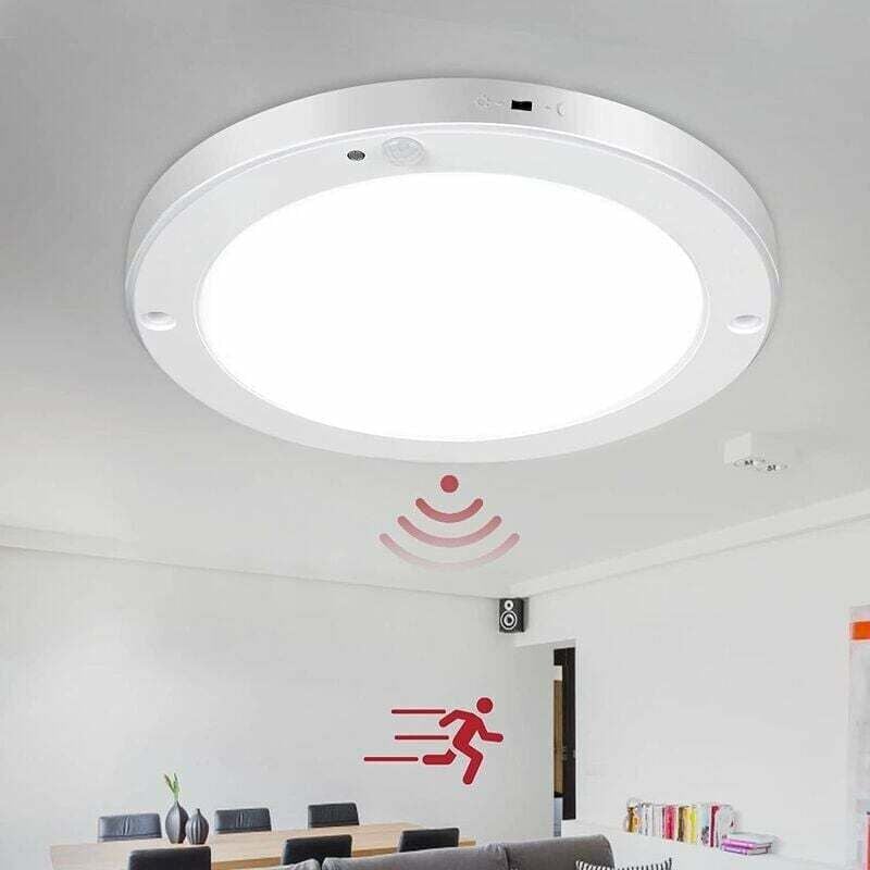 LED-Deckenleuchte, Deckenleuchte mit Bewegungsmelder, 18 W, 1200 lm, 4000 K, Weiß, 22 cm, 2 Modi (Immer-Ein-Modus/Sensormodus), LED-Deckenleuchte für