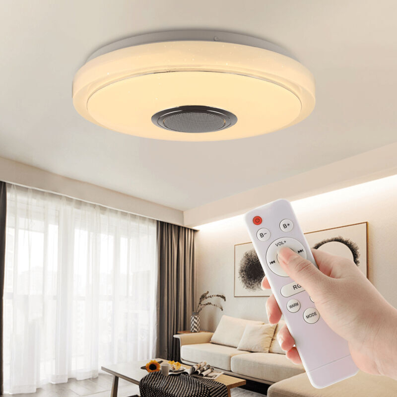 LED-Deckenleuchte, Deckenleuchte mit Bluetooth-Lautsprecher, 38-W-Einbauleuchte, RGB-Musik-LED-Deckenleuchte mit Farbwechsel-App und Fernbedienung
