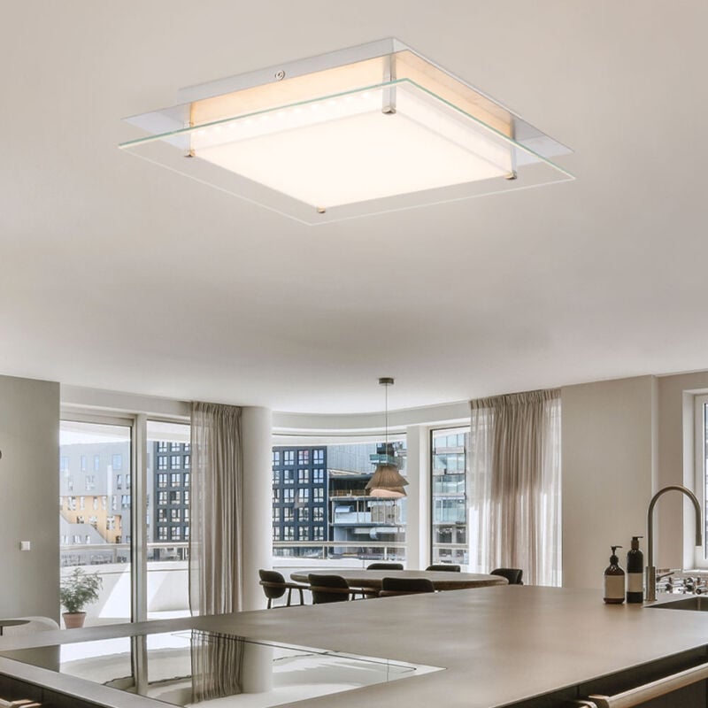 LED Design Decken Lampe Leuchte Metall Nickel Matt Glas Dimmbar Wohn Zimmer