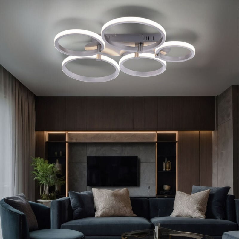 Paul Neuhaus - led Decken Lampe 5 Leuchtringe Design Beleuchtung Strahler Leuchte silber