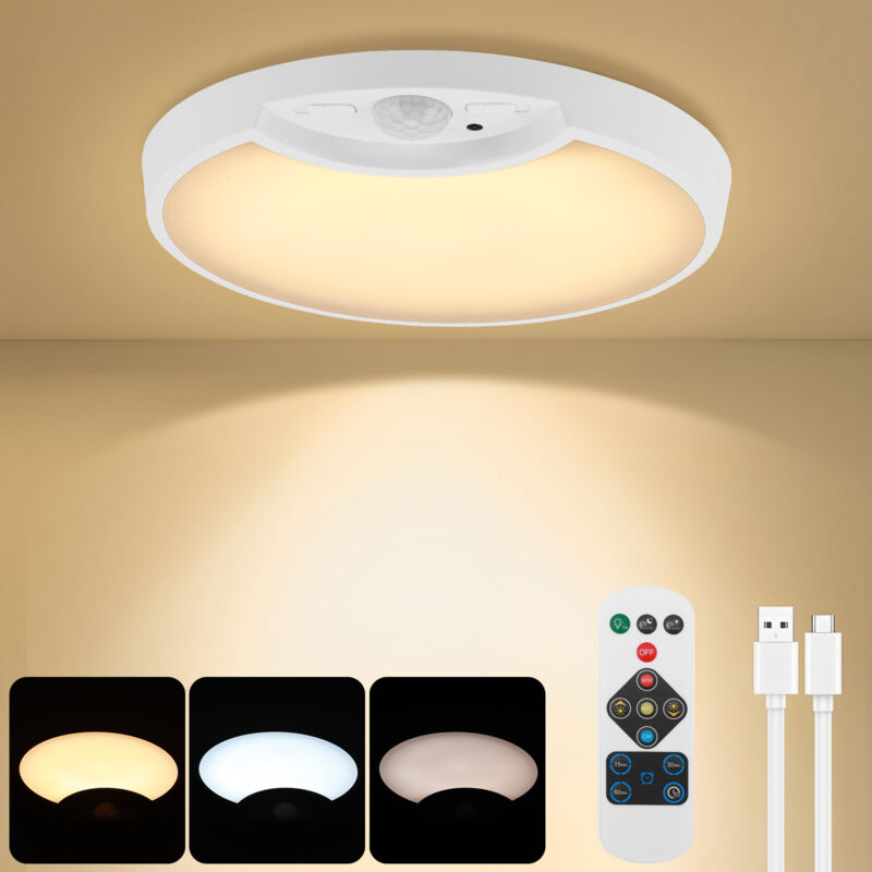 LED-Deckenleuchte mit Bewegungsmelder, drahtlose LED-Deckenleuchte mit Fernbedienung, 8000mAh wiederaufladbare Deckenleuchte, mit Fernbedienung