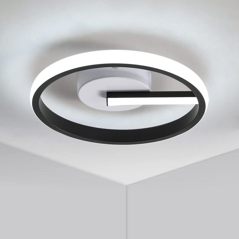 Comely - Moderne LED-Deckenleuchte Schwarz 13W, Ø24CM Deckenleuchte aus Acryl, Kaltweiß 6000K, für Küche, Schlafzimmer, Flur