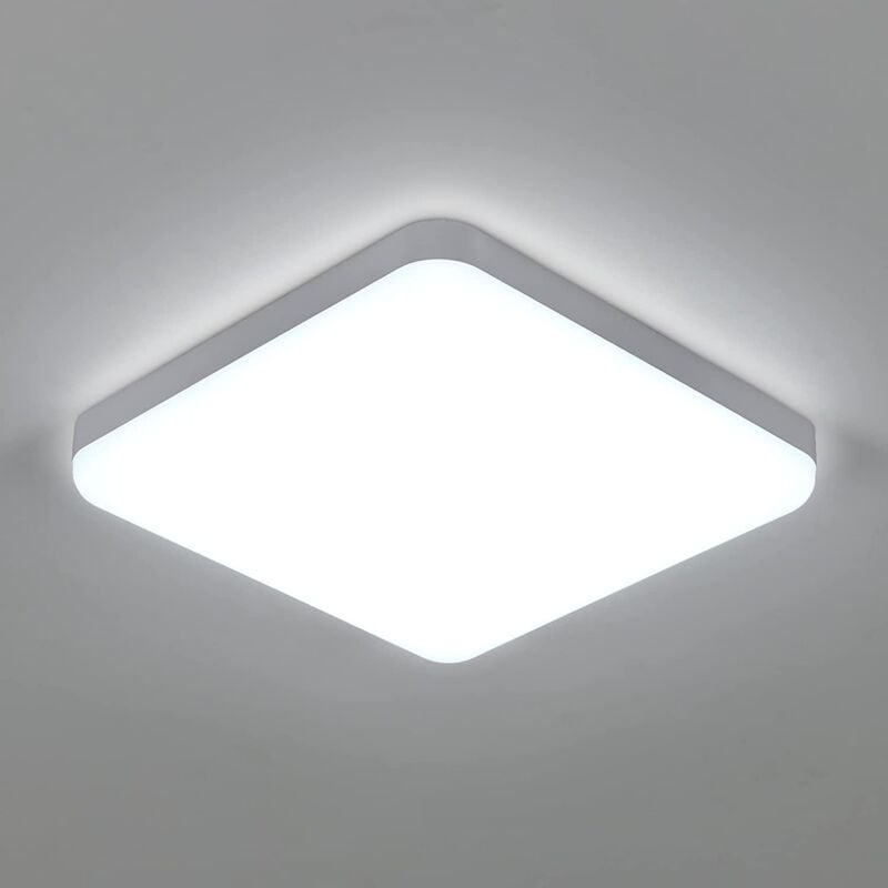 Goeco - Led Deckenleuchte Quadrat 32W, Wasserdichte Deckenleuchte IP54, 3600LM 6500K Kaltweiß, Deckenleuchte Badezimmer Küche Flur Balkon 25cm