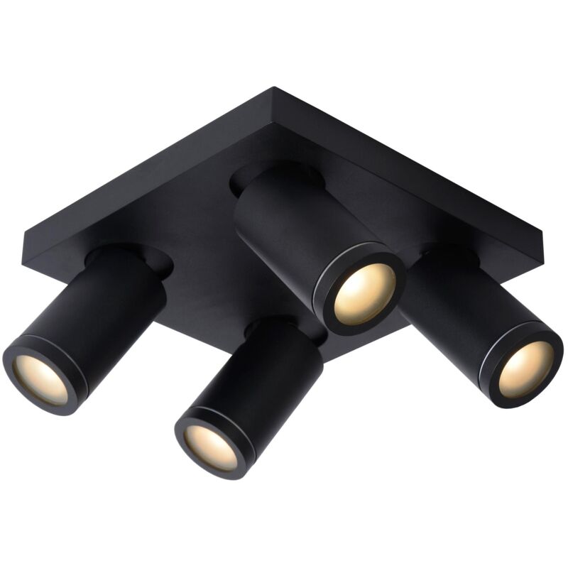 Taylor - Deckenstrahler Badezimmer - led Dim to warm - GU10 - 4x5W 2200K/3000K - IP44 - Schwarz - Lucide