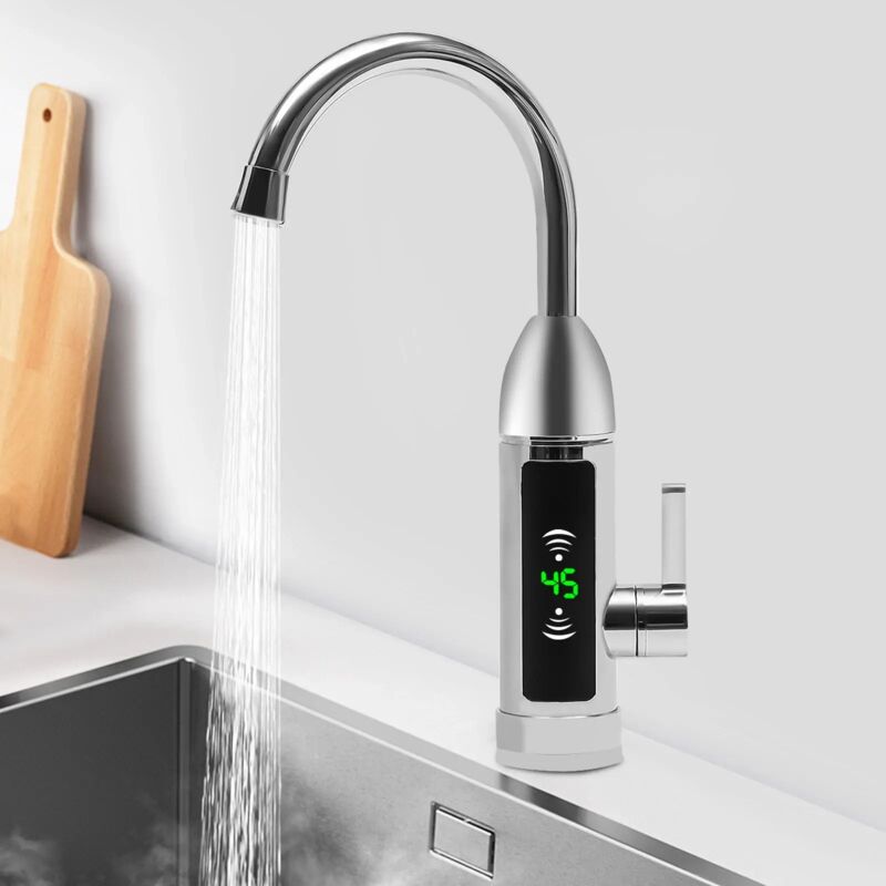 LED Elektrisch Durchlauferhitzer Wasserhahn Sofort Warm Armatur 360°/Küche 3000W