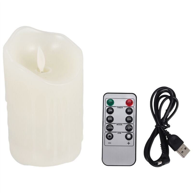 LED-Kerzen, Flackernde Flammenlose Kerzen, Wiederaufladbare Kerze, Echtwachskerzen mit Fernbedienung, 12,5 Cm