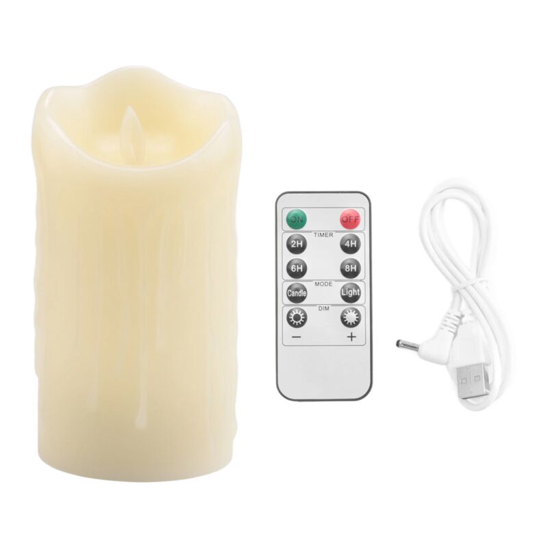 LED-Kerzen, Flackernde Flammenlose Kerzen, Wiederaufladbare Kerze, Echtwachskerzen mit Fernbedienung, 15 Cm