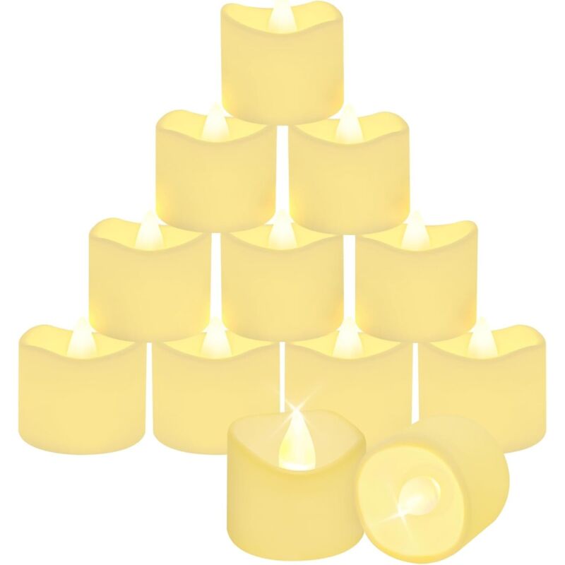 LED-Kerzen, flackerndes Flammenlicht, 24 Stück, elektrische Kerzen, blinkende Kerzen, Lampen, Weihnachts-, Oster- und Halloween-Kerzen (warmweiß, 3,7