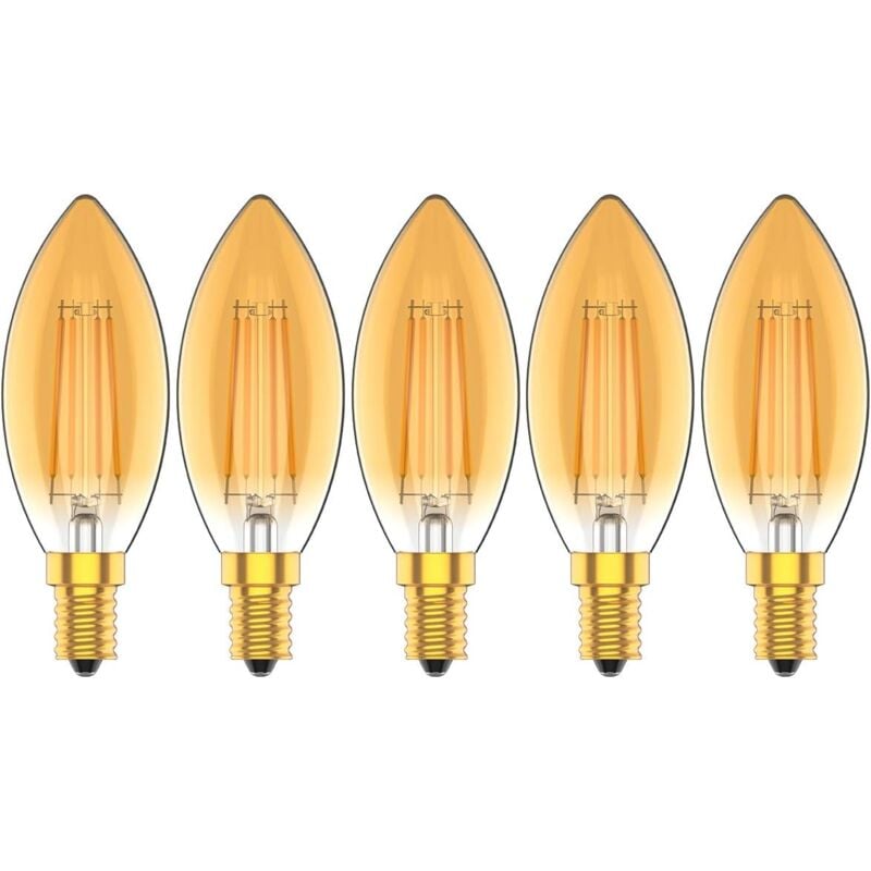Aougo - LED-Kerzenlampen E14 4 w, Glühlampe entspricht 30 w, 2200 k Warmweiß, 300 lm, Cri80+, kleiner Schraubsockel, Kronleuchter-LED-Lampen, 5 Stück