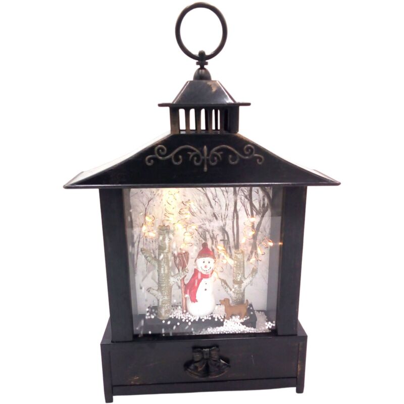 LED-Laterne Schneemann mit Hund oder Kinder im Schnee Weihnachtsdeko Dekolaterne - Schneemann mit Hund - Buri