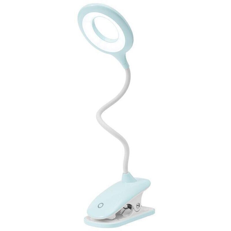 LED-Leselampe mit Klemmbefestigung, Schreibtischlampe für Kinder mit flexiblem Hals, USB-aufladbar, für E-Reader, zum Lernen und Arbeiten, Blau