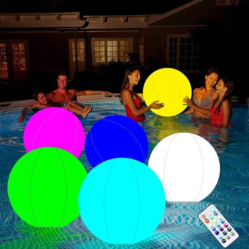 LED-Leucht-Wasserball – 16 Farben LED-Leuchtball mit Fernbedienung LED-Leuchtball-Poolspielzeug Aufblasbare Poolspiele mit LED-Leuchten