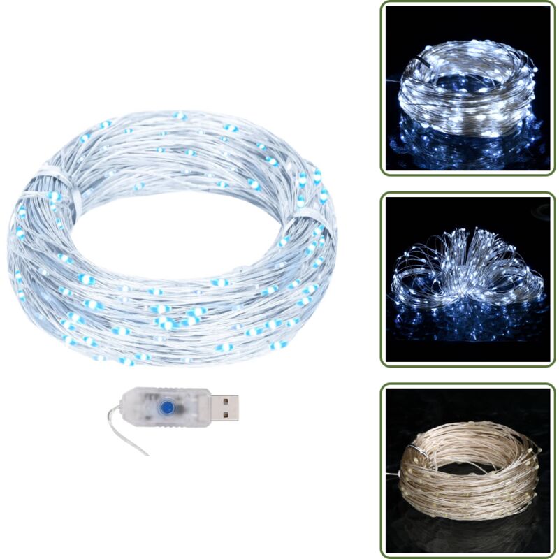 LED-Lichterdraht 40 m 400 LED Kaltweiß 8 Funktionen - Weihnachtsdeko - LED-Lichtring - Lichterkette - Outdoor Beleuchtung - Indoor Beleuchtung