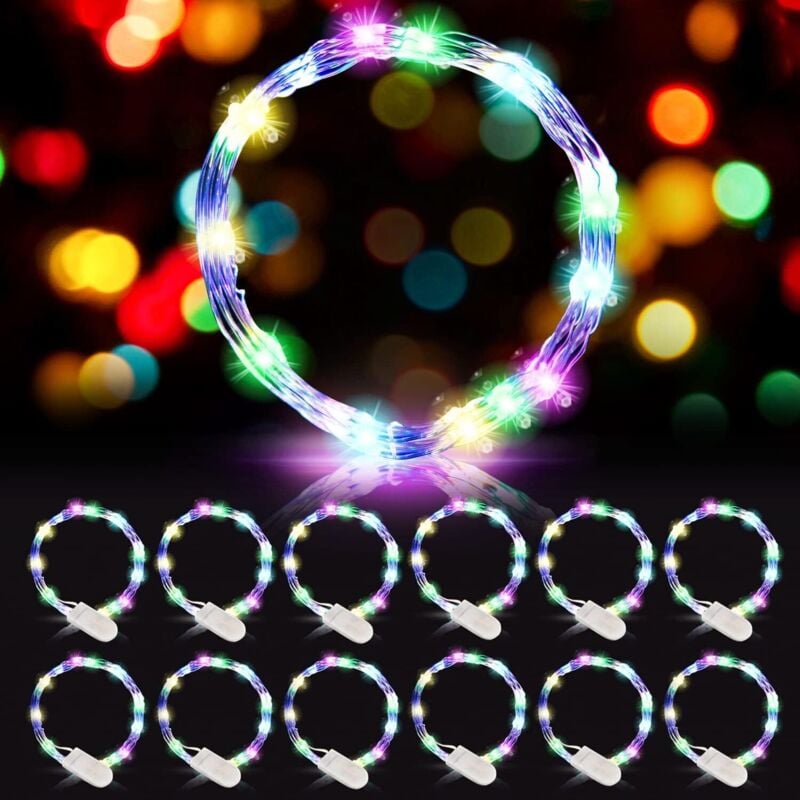 LED Lichterkette Batterie, Kupferdraht Lichterkette, 12 Stück 2m 20LEDs Mini Lichterkette, LED Micro Lichterkette, für Garten Party Weihnachten