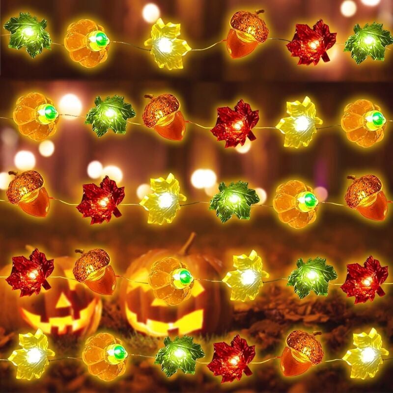 LED-Lichterkette für den Herbst, 3 m, 30 LEDs, Herbstliche Lichterkette, LED-Lichterkette in Herbstblättern für Thanksgiving-Dekoration