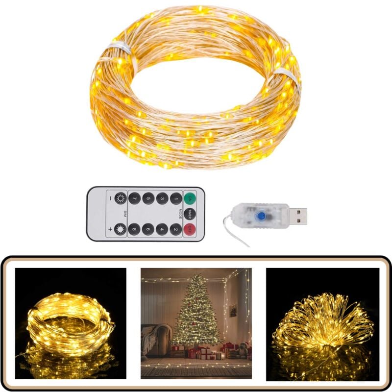 LED-Lichterkette mit 300 LEDs Warmweiß 30 m - LED-Lichterkette - Weihnachtsdeko - Outdoor-Beleuchtung - Indoor-Beleuchtung - Lichterkette Warmweiß
