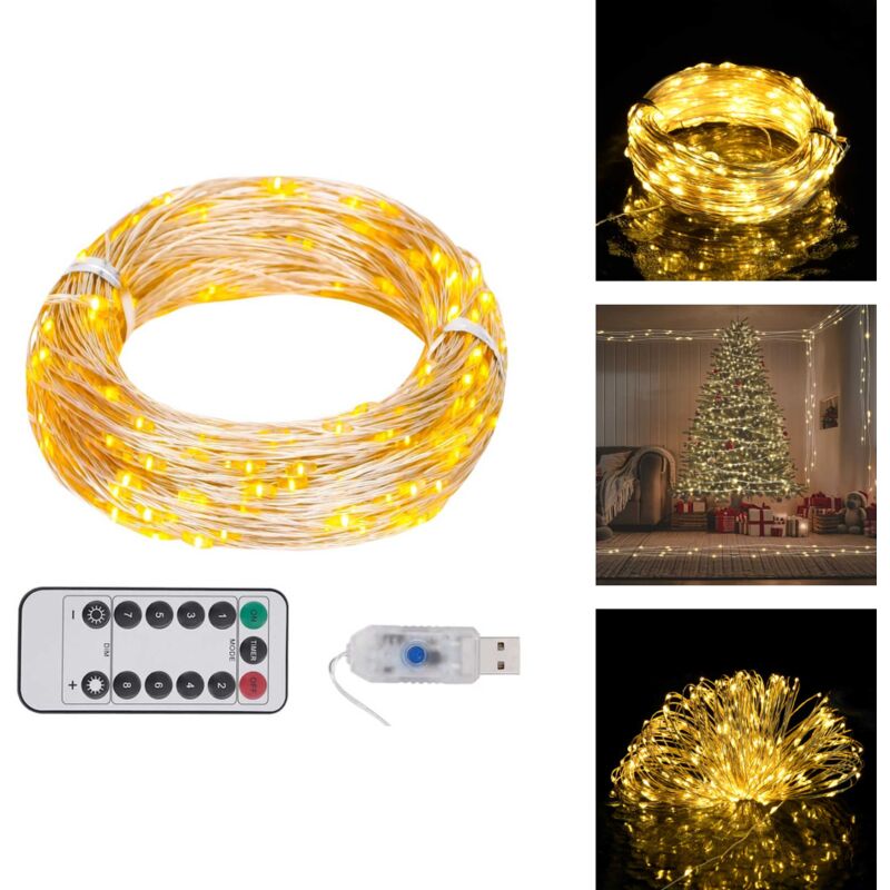 LED-Lichterkette mit 300 LEDs Warmweiß 30 m - LED-Lichterkette - Weihnachtsdeko - Outdoor-Beleuchtung - Indoor-Beleuchtung - Lichterkette Warmweiß