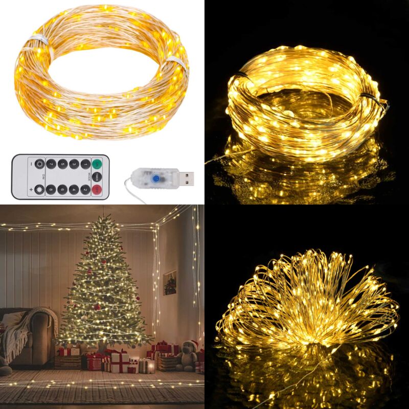 LED-Lichterkette mit 300 LEDs Warmweiß 30 m - LED-Lichterkette - Weihnachtsdeko - Outdoor-Beleuchtung - Indoor-Beleuchtung - Lichterkette Warmweiß