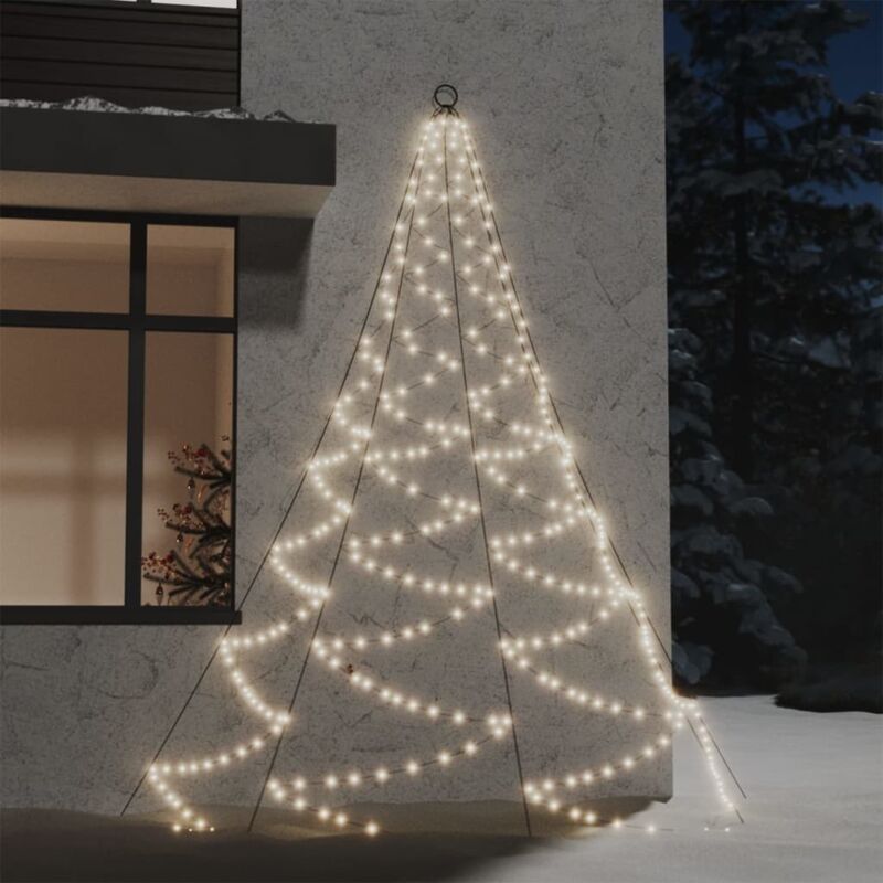Weihnachtsbaum an der Wand mit Metallhaken 260 LED Warmweiß 3 m vidaXL