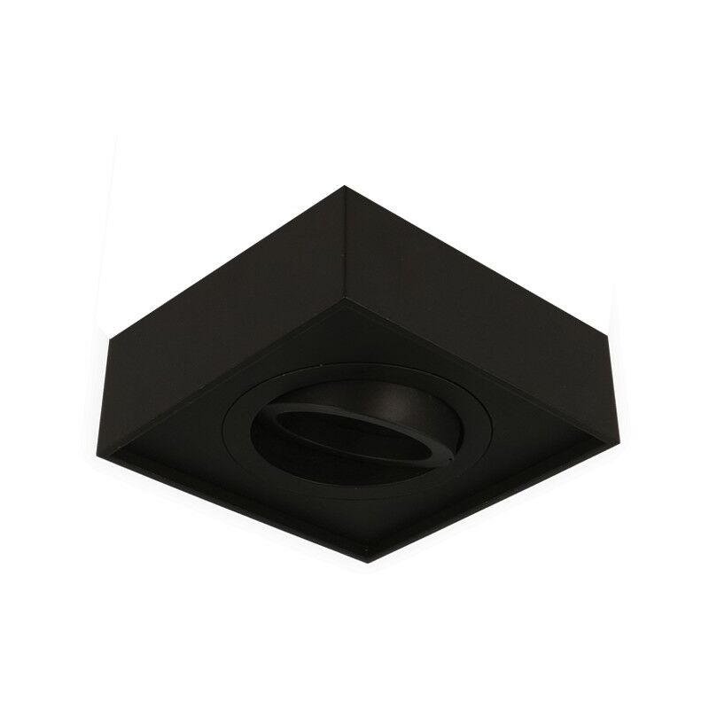 Led Line - Deckenleuchte cubo midi Aufbaustrahler Lampe Unterputz Leuchte Strahler Schwenkbar 45° mit GU10 Fassung 230V Eckig Schwarz aus Aluminium