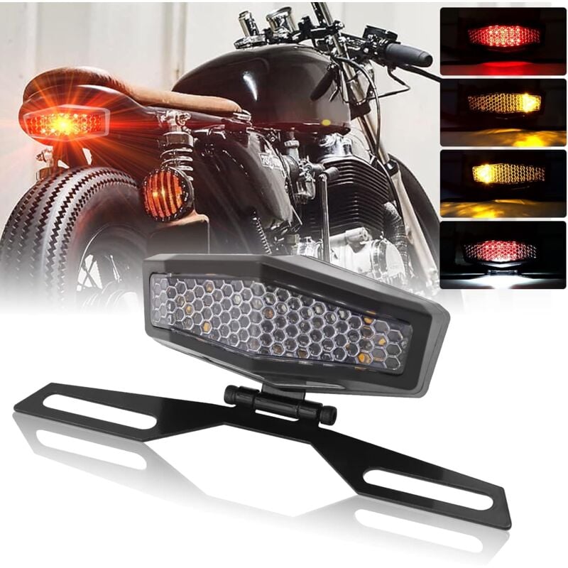 Ersandy - LED-Motorrad-Rücklicht mit Kennzeichenlampenhalterung, integrierte Blinker, Bremslicht, universell für Motorrad, Dirt Bike, Roller, atv.