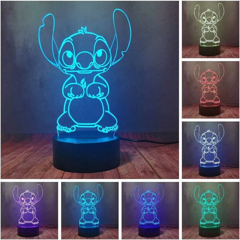 Mumu - LED-Nachtlicht Cartoon Anime Stitch Puppy Doll Kreative 3D-Tischlampe Flash Lava Lights Baby Sleep Lighting Home Schlafzimmer Art Decor Kind