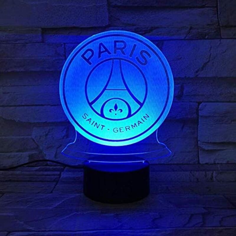 Shyf - LED-Nachtlicht fc Paris Saint-Germain Football Club 3D-Illusion Kinder-Fußball-Logo PSG-Schreibtischlampe