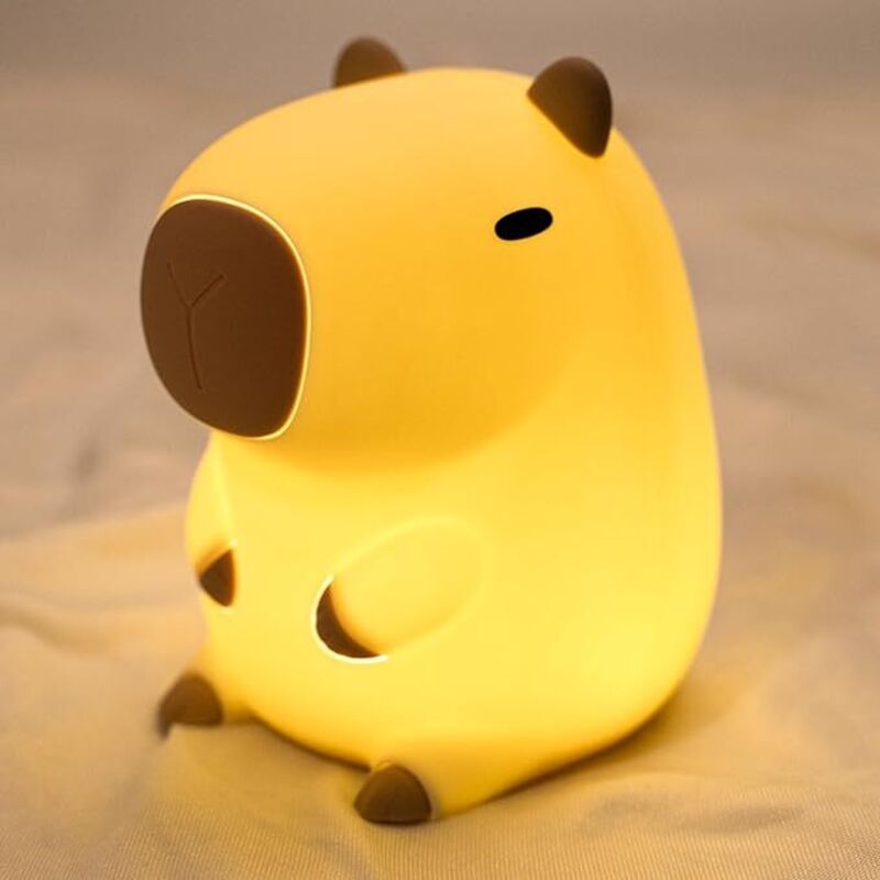 LED Nachtlicht Kinder,Nachtlicht süße Tiere, Kawaii Capybara Silikon Stilllicht Kinder Nachtlicht Dimmbar Touch Type-C Lampe