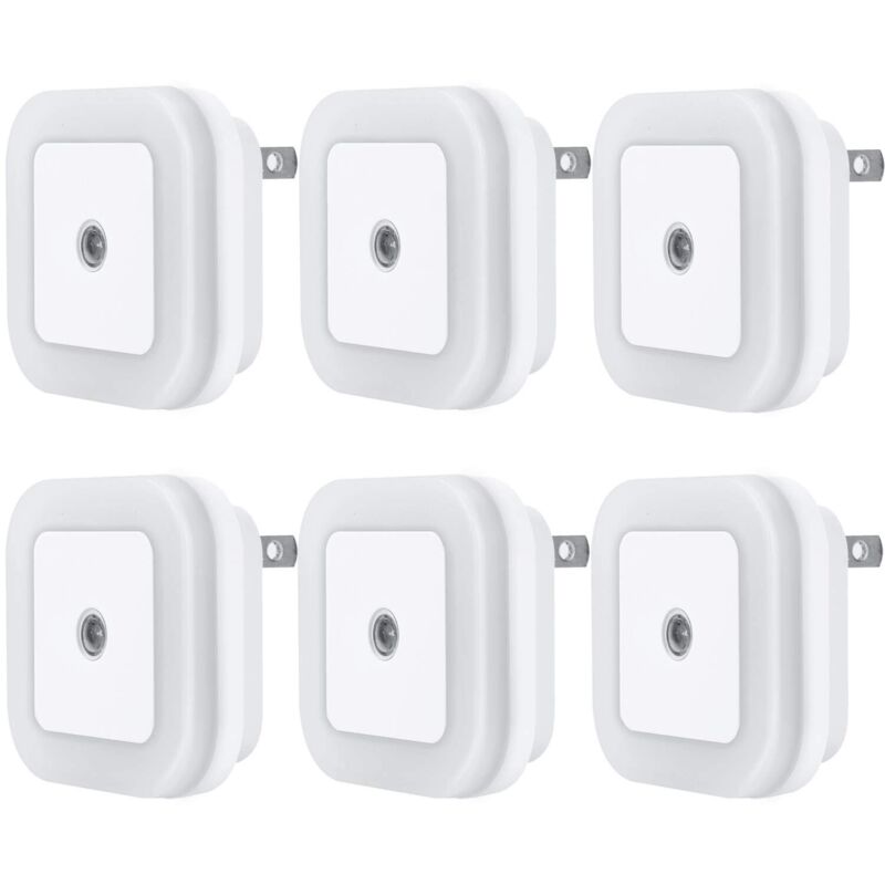 LED Nachtlicht Lampe mit Smart Sensor Dämmerung bis Morgengrauen Sensor, Tageslichtweiß, 0,5 W Stecker, 6 Stück