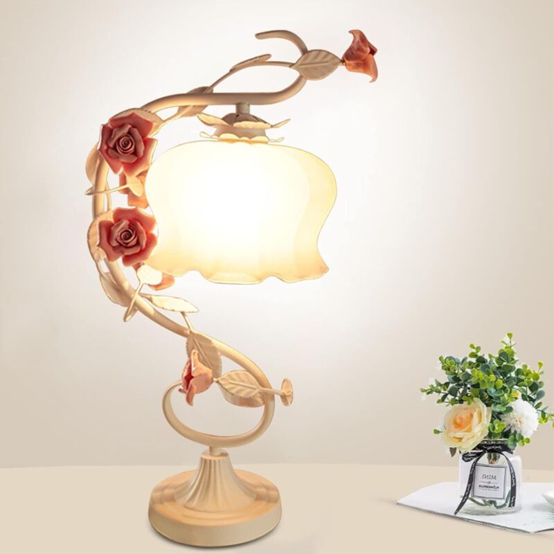 LED Nachttischlampe Rose Nachtlicht Büro Wohnkultur Leuchte LED Tischlampe Nachtlicht Romantisch Schöne Rose Lampenschirm Nachttischlampe