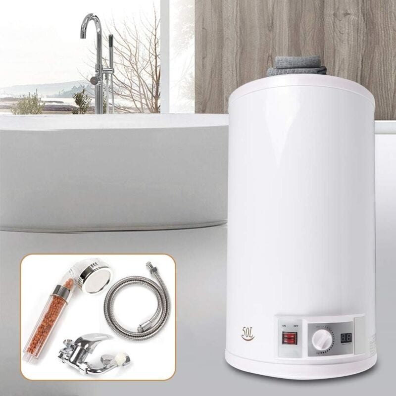 Elektrischer Warmwasserspeicher 2000W LED Elektrischer Heizkessel Elektrischer Warmwasserspeicher Elektrischer Speichertank 50L