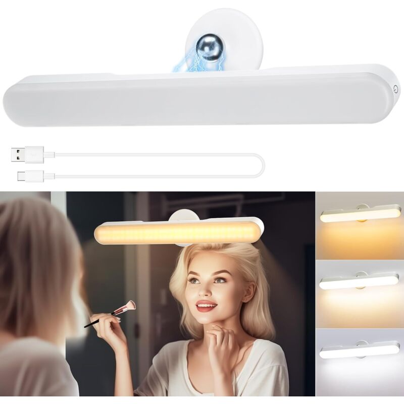 LED schminktisch beleuchtung, Dimmbar Vanity Mirror Licht für Schminktisch Lampe, 4000mAH Wiederaufladbar Spiegel Beleuchtung Ohne Kabel, Tragbare