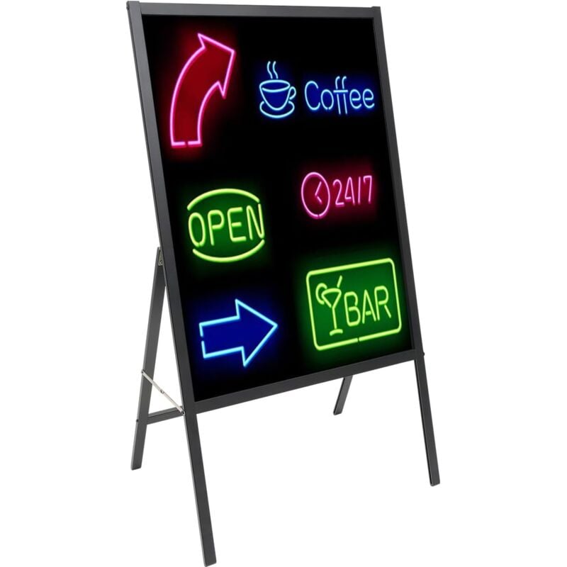 LED Schreibtafel, Led Tafel Nachrichtentafel 60 x 80 cm, Leuchtende Werbetafel mit Fernbedienung und 8 Neon-Stifte, DIY LED-Anzeigetafel für Café,