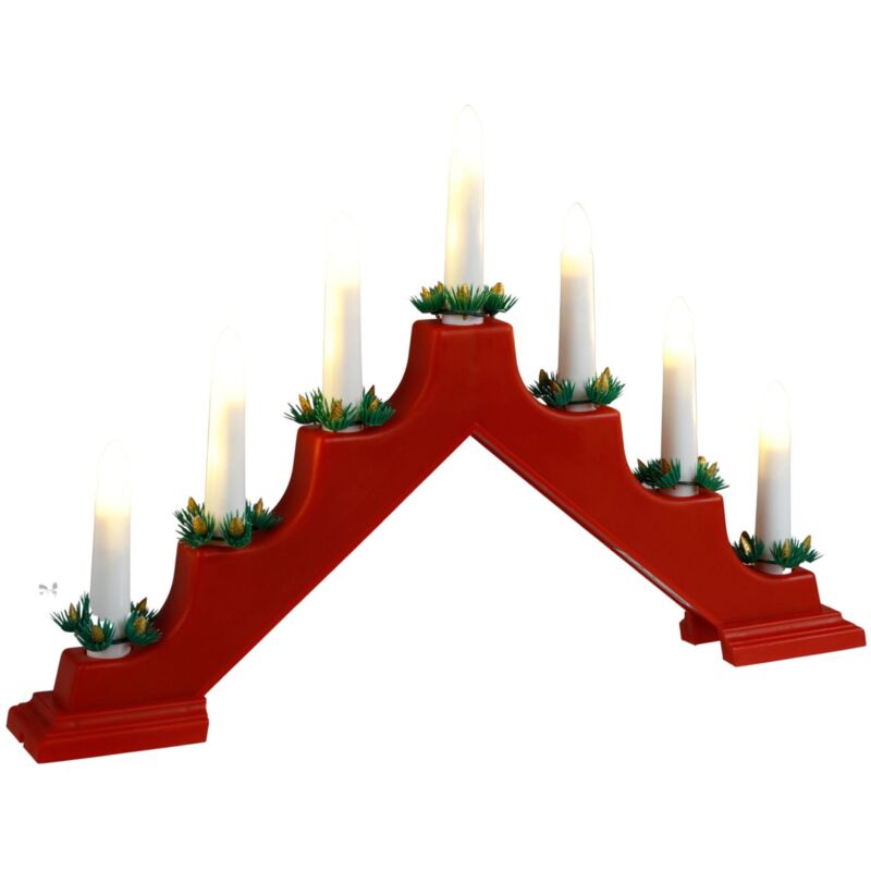 LED Schwibbogen rot weiß Lichterbogen Schwedenleuchter Fenster-Weihnachtsdeko - rot